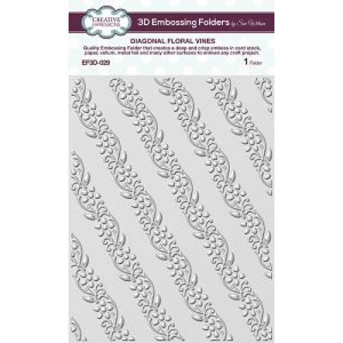 Diagonal Floral Vines - 3D Embossing folder EF3d-029